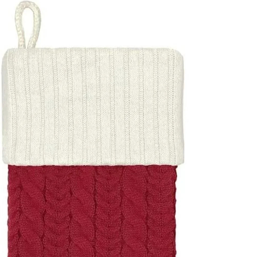 21-Inch Cable Knit Red Christmas Holiday Stocking